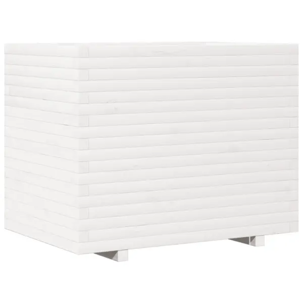 Valge täismännipuidust aia taimekast, 90 x 60 x 72,5 cm – 7