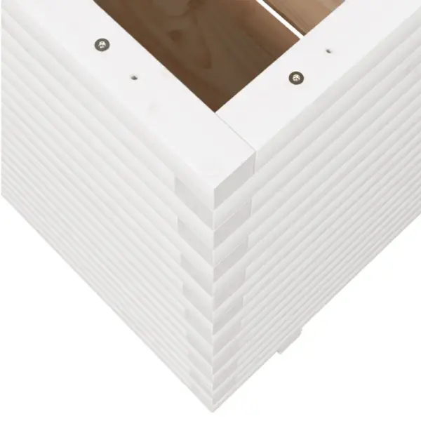 Valge täismännipuidust aia taimekast, 90 x 60 x 72,5 cm – 8