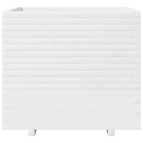 Valge täispuidust aia taimekast, 80 x 80 x 72 cm – 5