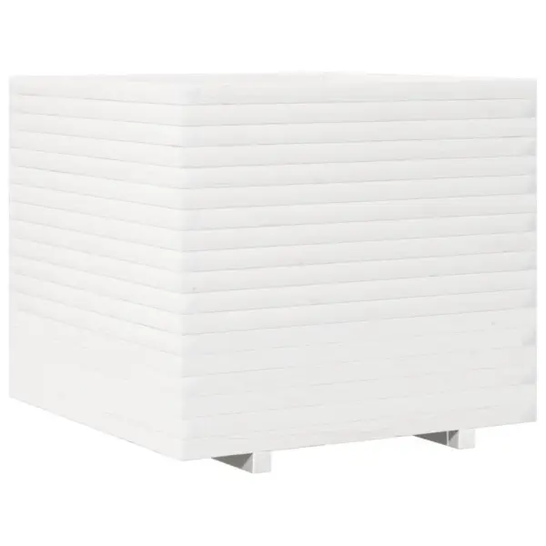 Valge täispuidust aia taimekast, 80 x 80 x 72 cm – 7