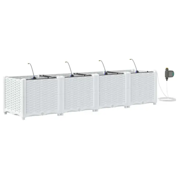 Valge terasest aia istutuskast kastmissüsteemiga, 4 osa, 160 x 40 x 37,5 cm – 2