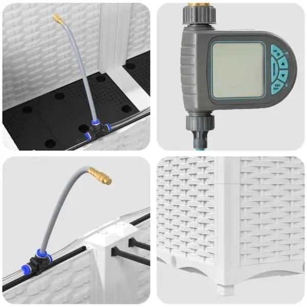 Valge terasest aia istutuskast kastmissüsteemiga, 4 osa, 160 x 40 x 37,5 cm – 9