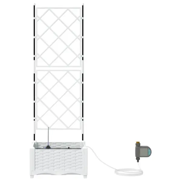 Valge terasest aiapott tugiraami ja kastmissüsteemiga, 40 x 40 x 126 cm – 6