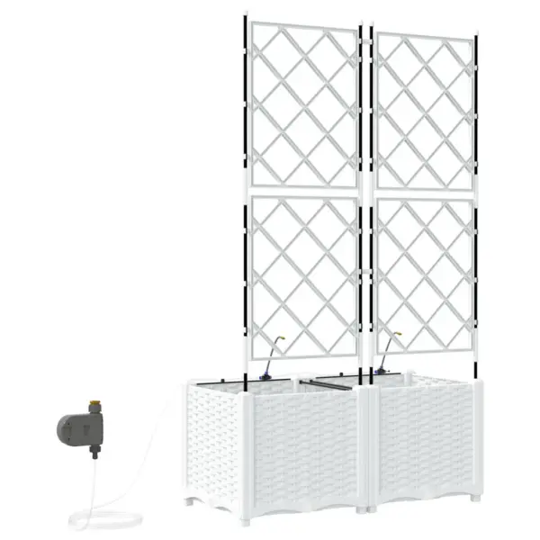 Valged terasest aiavõrega istutuskastid kastmissüsteemiga, 2 tk, 80 x 40 x 142 cm – 8