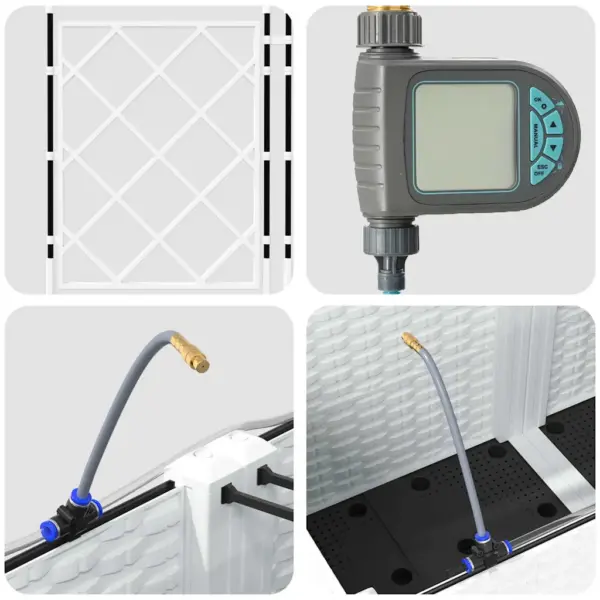 Valged terasest aiavõrega istutuskastid kastmissüsteemiga, 2 tk, 80 x 40 x 142 cm – 9