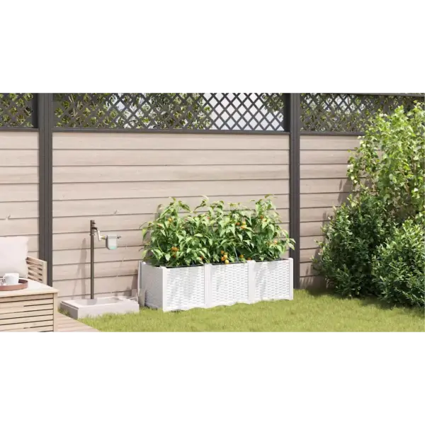3-osaline aia istutuskastide komplekt kastmissüsteemiga, valge teras, 120 x 40 x 37,5 cm – 4