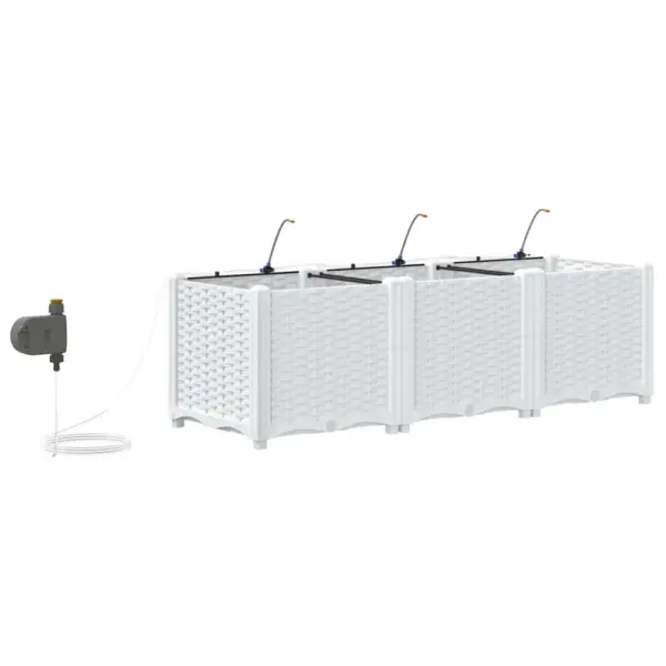 3-osaline aia istutuskastide komplekt kastmissüsteemiga, valge teras, 120 x 40 x 37,5 cm – 8