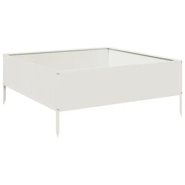 Kõrgendatud aiataimelava avatud põhjaga, valge teras, 100 x 100 x 25 cm – 2