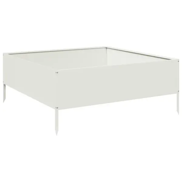 Kõrgendatud aiataimelava avatud põhjaga, valge teras, 100 x 100 x 25 cm – 6