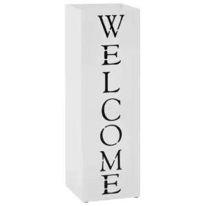 Valge terasest vihmavarjuhoidja Welcome, 15,5 x 15,5 x 48,5 cm