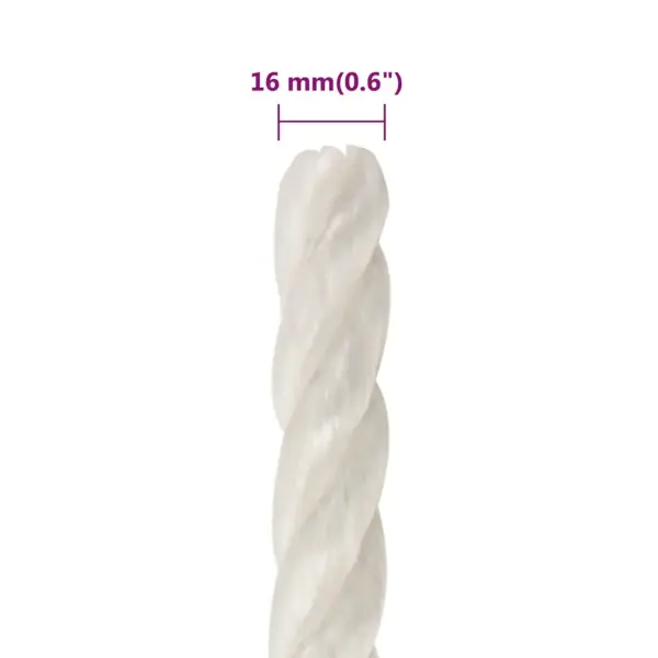 Valge polüpropüleenist töököis, 16 mm, 100 m – 6