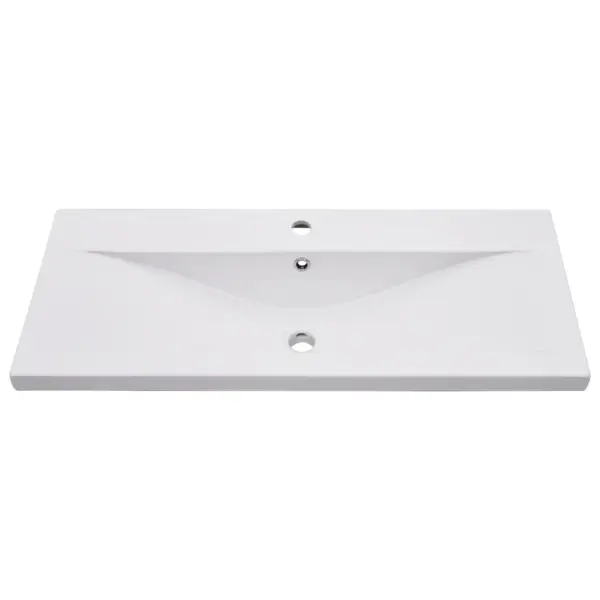 Valge valamukapp sisseehitatud keraamilise valamuga, tehispuit, 90 cm – 12