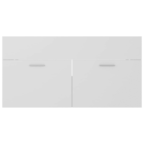 Valge valamukapp sisseehitatud keraamilise valamuga, tehispuit, 90 cm – 8