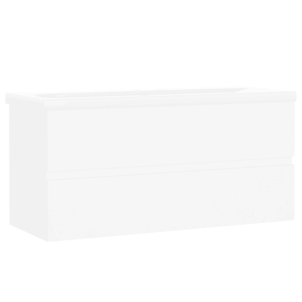 Valamukapp sisseehitatud keraamilise valamuga, valge, puitlaastplaat, 100 cm – 2