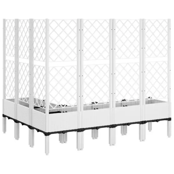 Võrega kõrgendatud taimekast, rotangimustriga, valge PP, 160 x 120 x 142 cm – 5