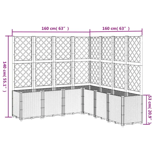 Valge modulaarne võrega taimekast, rotangmustriga PP, 160 x 160 x 140 cm – 9