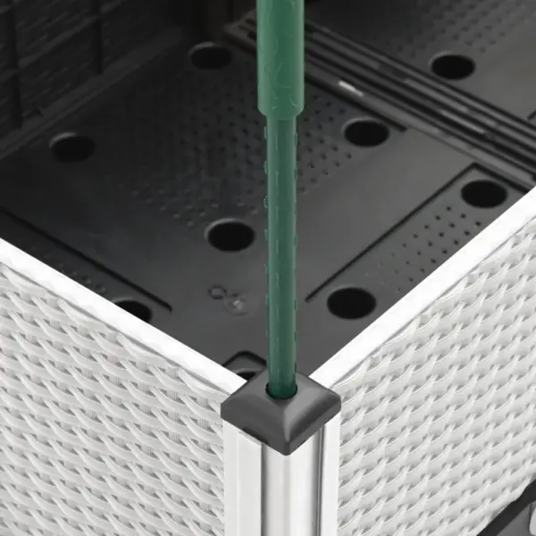 Võrega kõrgendatud taimekast rotangimustriga, valge, PP, 120 x 40 x 142,5 cm – 6