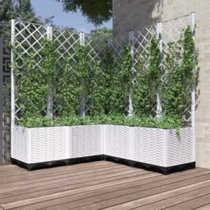 Aia võrega taimekast ronitaimedele, valge PP, 120 x 120 x 136 cm