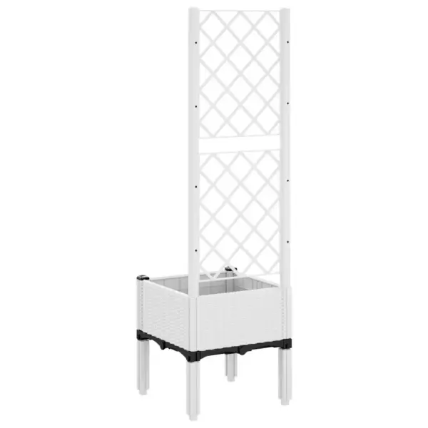 Valge võrega tõstetud taimekast, rotangmustriga PP, 40 x 40 x 142 cm – 5