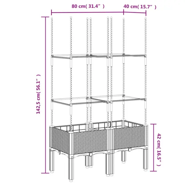 Võrega taimekast ronitaimedele, valge PP, 80 x 40 x 142,5 cm – 7