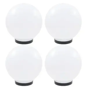 Valged kerakujulised LED aialambid, 4 tk, 25 cm, PMMA, IP44, E27 pesadega