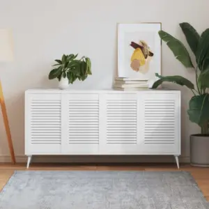 Valged lamellkapiuksed, 4 tk, männipuit, 61,5 x 39,4 cm