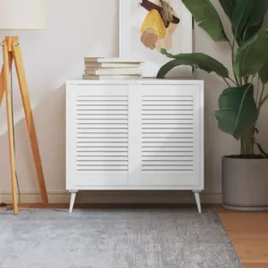 Valged lamellkapiuksed, männipuit, 2 tk, 61,5 x 39,4 cm