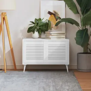 Lamellkapiuksed männipuidust, 2 tk, valge, 39,5 x 39,4 cm