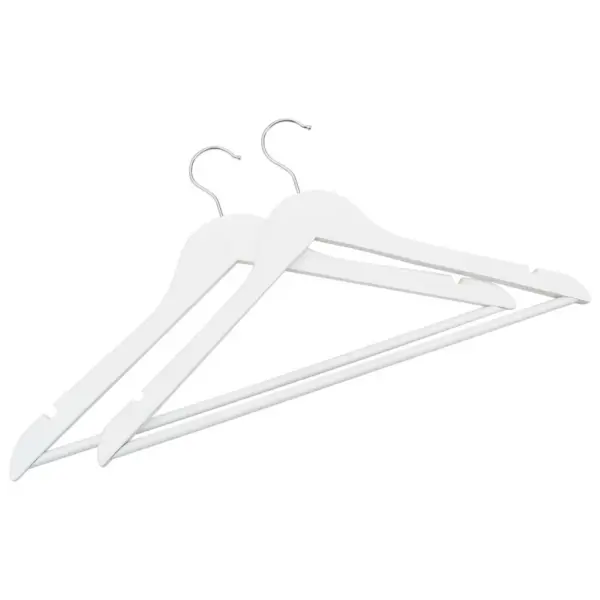 Valged libisemiskindlad lehtpuidust riidepuud pöörleva konksuga, 20 tk – 4