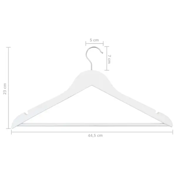 Valged libisemiskindlad lehtpuidust riidepuud pöörleva konksuga, 20 tk – 7