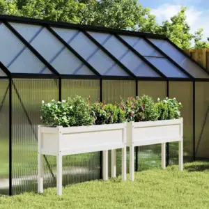 Jalgadel aia taimekastid, 2 tk, valge männipuidust, 110 x 31 x 70 cm