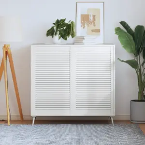 Lamellkapiuksed, 2 tk, valge männipuit, 99,3 x 59,4 cm