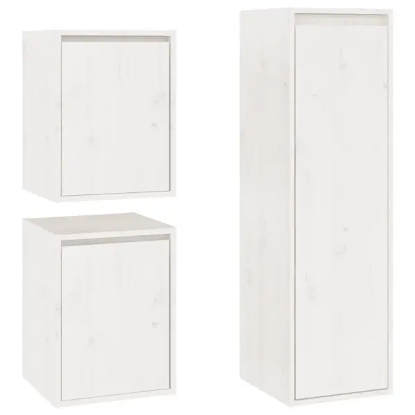 Valged täismännipuidust seinakapid, 3 tk, 30 x 30 x 40/100 cm – 2