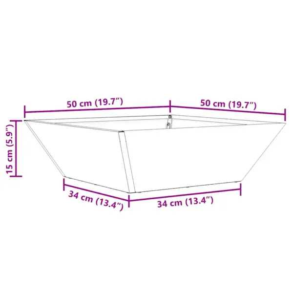 Trapetsikujulised aia istutuskastid, 5 tk, valge külmvaltsitud teras, 50 x 50 x 15 cm – 13