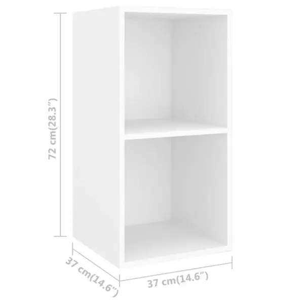 Valged seinale paigaldatavad telerikapid, 2 tk, tehispuit, 37 x 37 x 72 cm – 5