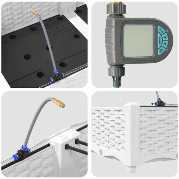 Aia istutuskastid kastmissüsteemiga, 4 tk, valge teras, 160 x 40 x 22 cm – 8