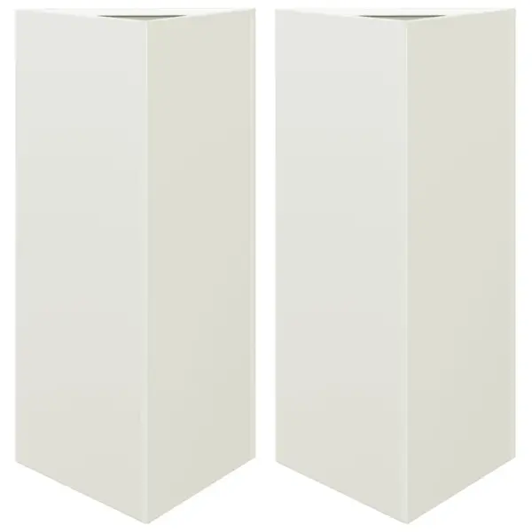 Aia taimekastid põhjaga, 2 tk, valge teras, kolmnurkse disainiga, 40 x 34,5 x 70 cm – 2