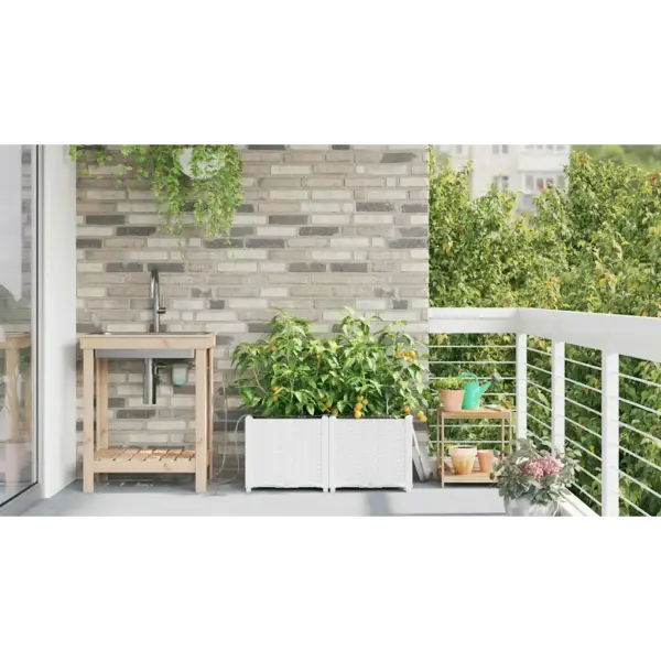 Terasest aia istutuskastid isekastmissüsteemiga, 2 tk, valge, 80 x 40 x 37,5 cm – 4