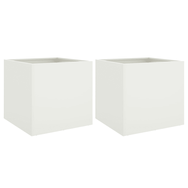 Valged külmvaltsitud terasest taimekastid, 2 tk, 42 x 40 x 39 cm – 2