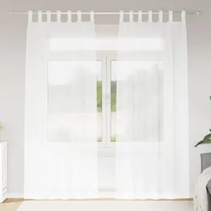 Läbipaistvad voile-kardinad, 2 tk, valge polüster, 225 x 140 cm