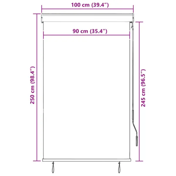 Käsivändaga väliruloo UV-kaitsega, 100 x 250 cm, oranž-pruun – 10
