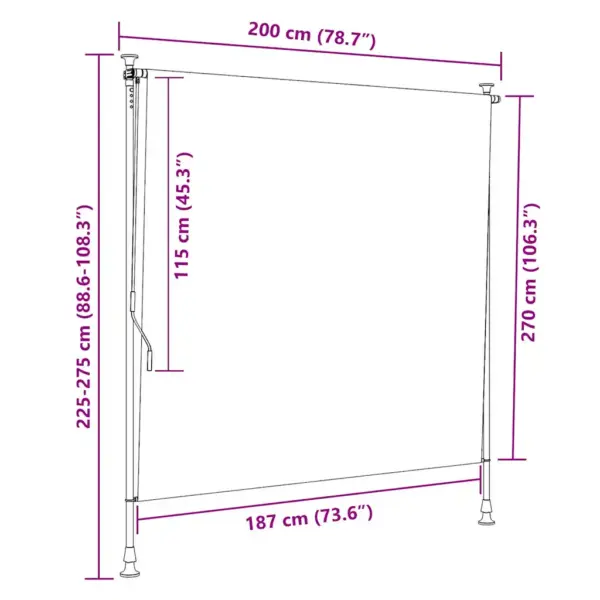 Väliruloo käsivändaga, UV-kindel, 200 x 270 cm, antratsiithall – 7
