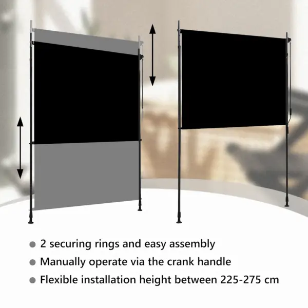 Väliruloo käsivändaga, UV-kindel, 200 x 270 cm, antratsiithall – 9