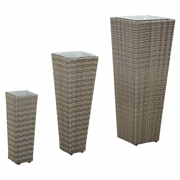 Välitingimuste taimepotikomplekt rotangilookiga, 3 tk, metall, hall – 2