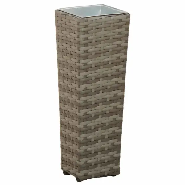 Välitingimuste taimepotikomplekt rotangilookiga, 3 tk, metall, hall – 5