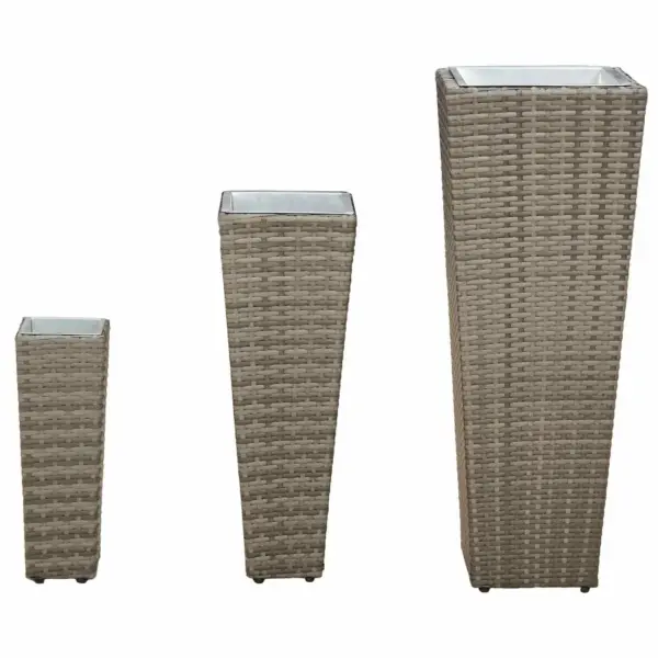 Välitingimuste taimepotikomplekt rotangilookiga, 3 tk, metall, hall – 7