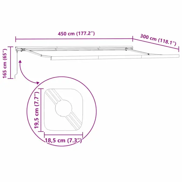 Sissetõmmatava varikatuse raam terrassile, valge alumiinium, 450 x 300 cm – 10