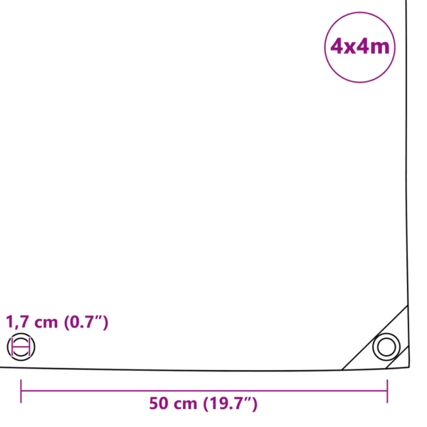 Veekindel PVC-presend metallist aasadaga, must, 4 x 4 m, 650 g/m² – 6