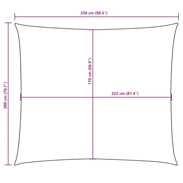 Veekindel ristkülikukujuline päikesepuri, punane PU-kattega Oxford kangas, 2 x 2,5 m – 10