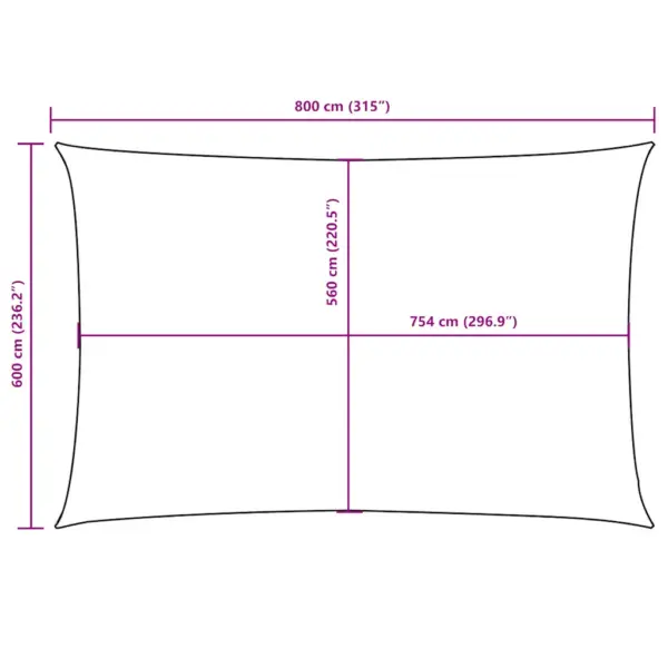 Veekindel UV-kaitsega ristkülikukujuline päikesepuri, kollane, 6 x 8 m, PU-kattega oxford-kangas – 10